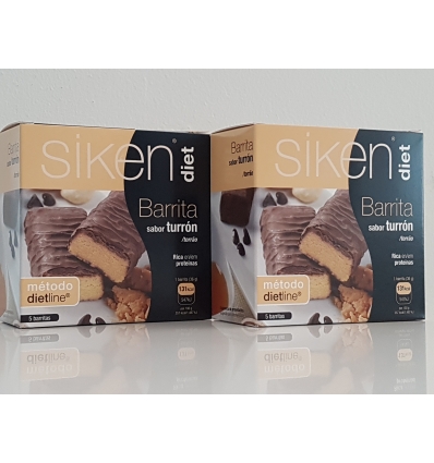 Siken Diet 2 cajas de Barritas de Turron, cajas de 5 barritas. OFERTON la segunda unidad a mitad de precio