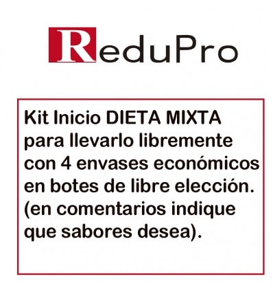 ReduPro Kit inicio DIETA MIXTA Para llevarla a cabo libremente. 4 botes económicos ReduPro de libre elección.