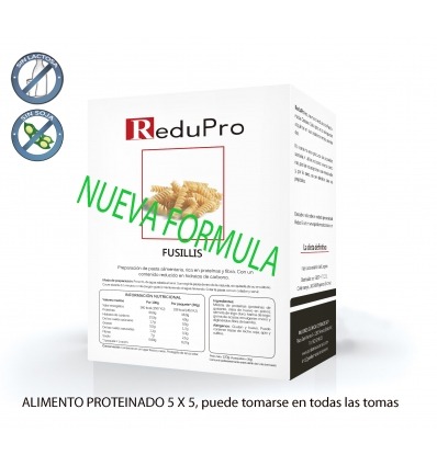 ReduPro Fussilli, Pasta Alimenticia Proteinada 4 sobres