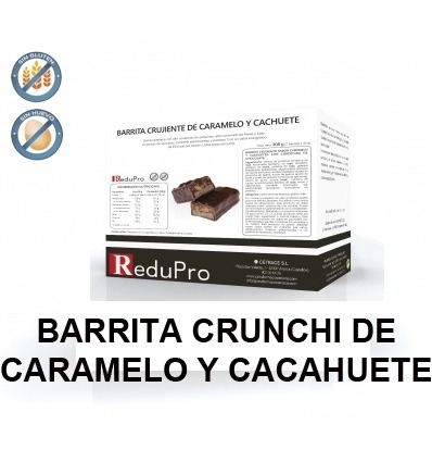 ReduPro Barrita crunch caramelo y cacahuetes. Caja de 7 barritas