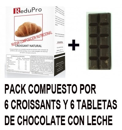 ReduPro Croissant natural CAJA 3 unidades + TABLETA de CHOCOLATE NEGRO CRUNCH 3 unidades