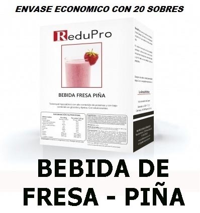 ReduPro Bebida de Fresa-Piña. ENVASE ECONOMICO. caja con 20 sobres